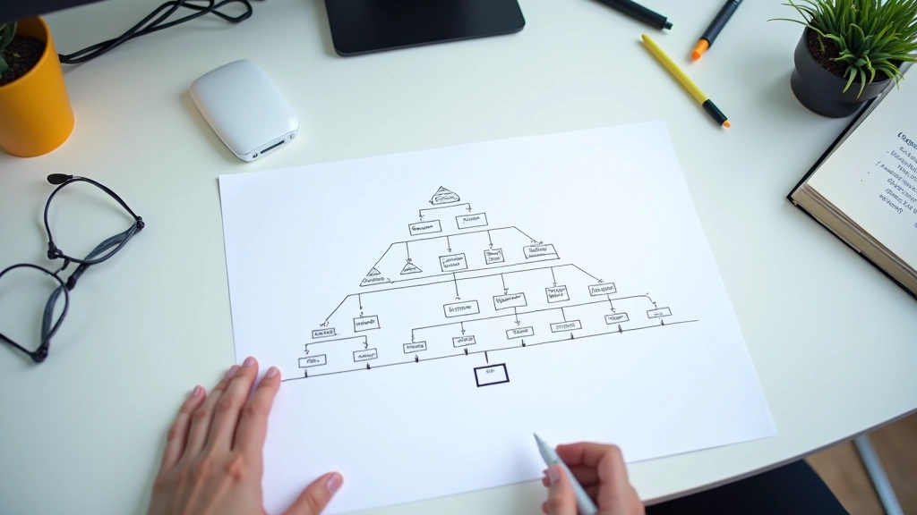 Professional workspace with hierarchical clustering dendrogram visualization on screen, analytical notes and financial documents spread across desk
